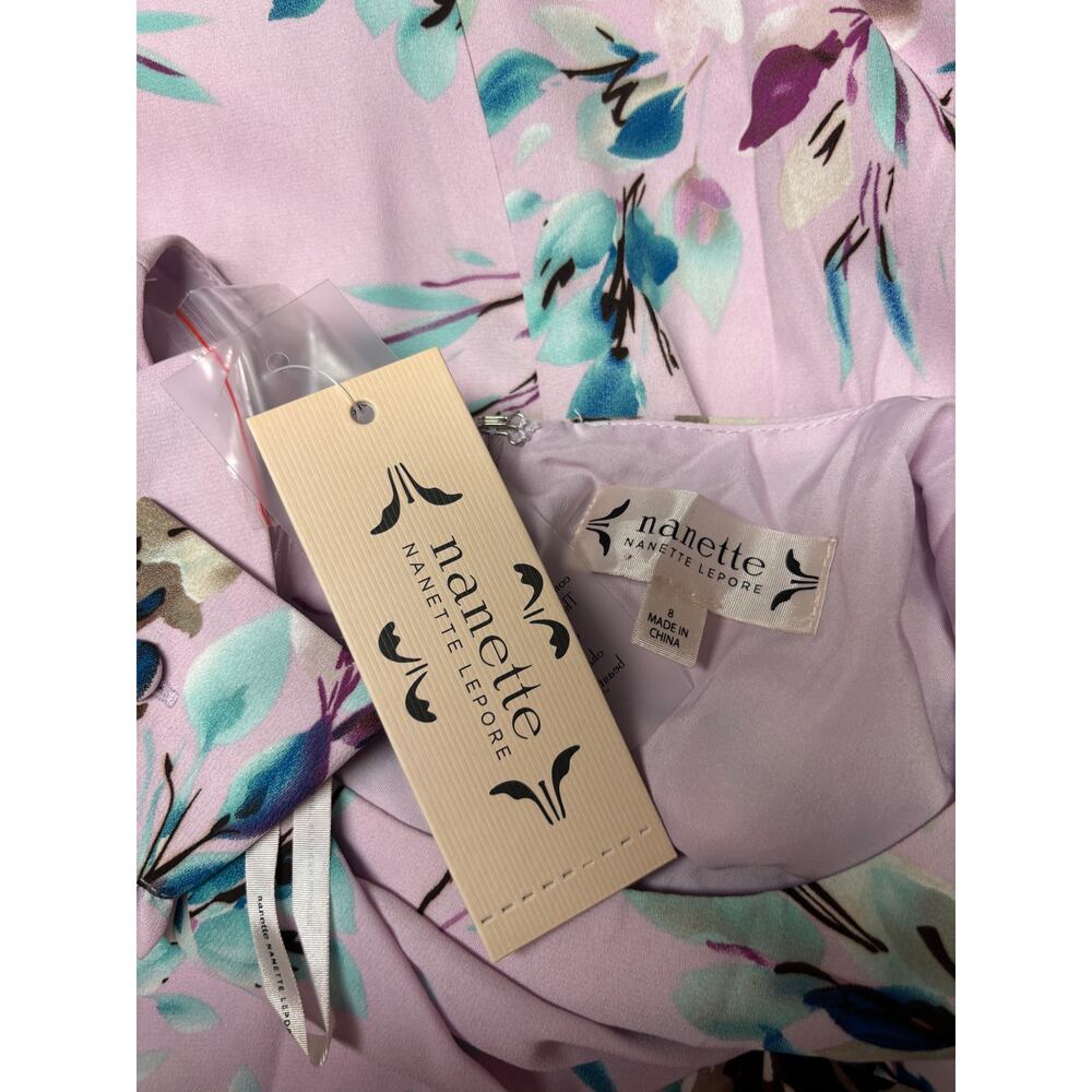 Nannette Lepore Women Dress 8 Fit Flare Midi Long Sleeve Sugar Plum Lined New - Picture 8 of 9